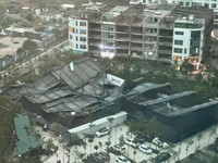 Hà Nội: Cơn mưa giông lớn quật đổ cây xanh, cuốn phăng nhiều mái tôn