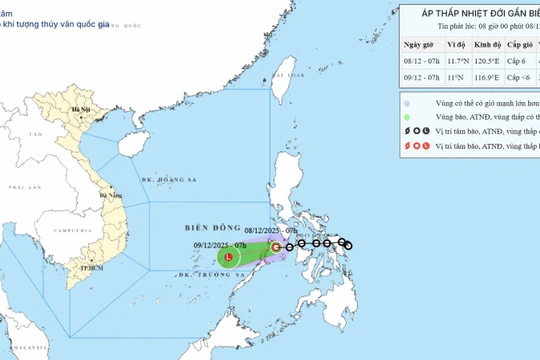 Áp thấp nhiệt đới ngoài khơi Philippines đang thẳng tiến vào Biển Đông