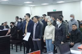 Các bị cáo trong vụ án tại phiên tòa sơ thẩm.