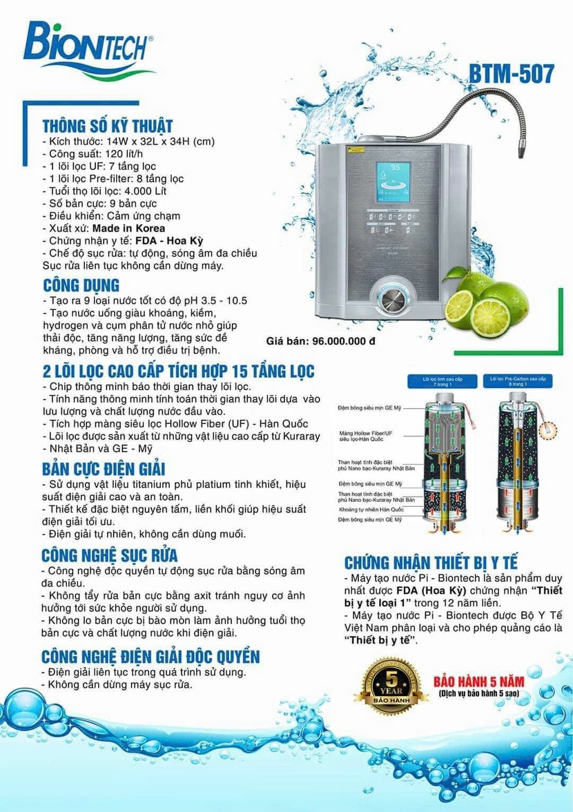 Catalog máy PI BTM 507 cao cấp nhất của Biontech Hàn Quốc