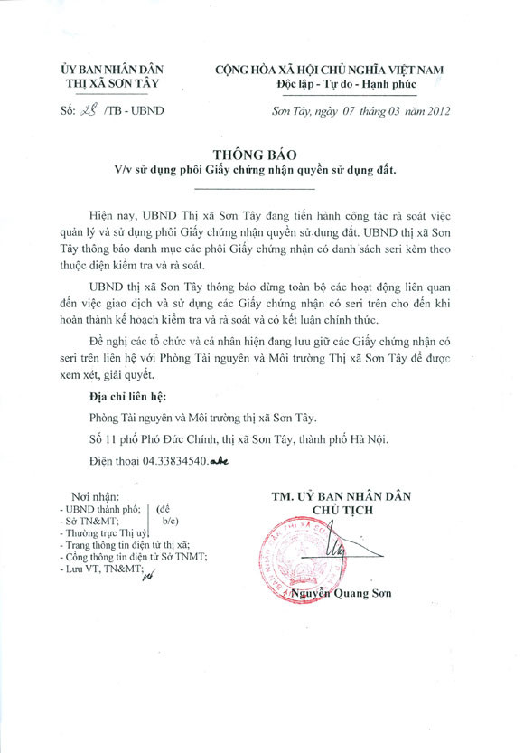 Cấm giao dịch đối với 483 “sổ đỏ” ảnh 1 Cấm giao dịch đối với 483 “sổ đỏ” ảnh 1