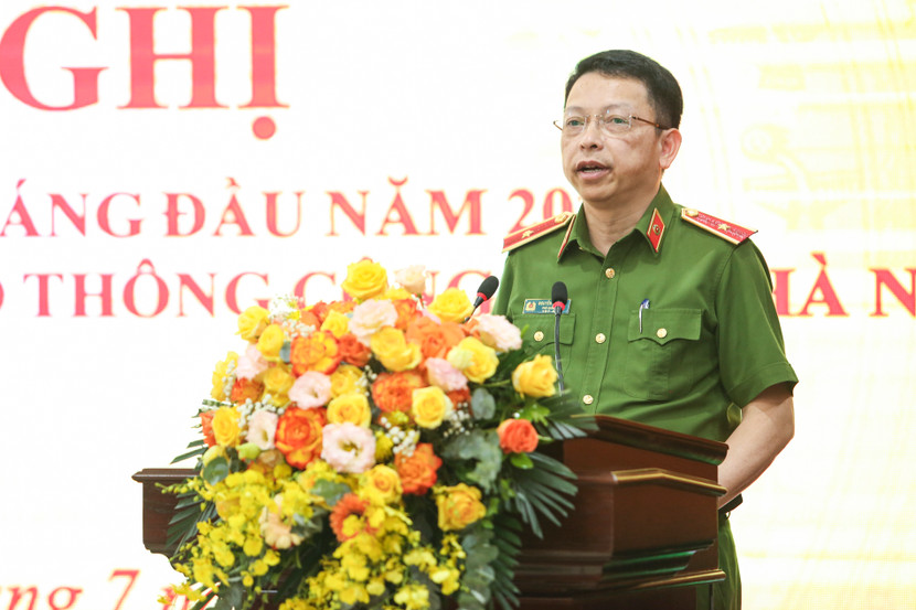 Thiếu tướng Nguyễn Hồng Ky - Phó Giám đốc Công an TP Hà Nội phát biểu tại hội nghị