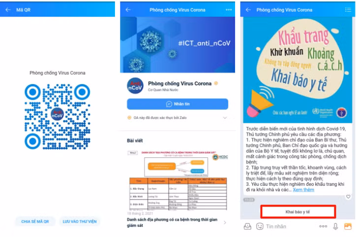 Người dân có thể chủ động khai báo y tế tại nhà qua trang Zalo “Phòng chống Virus Corona”