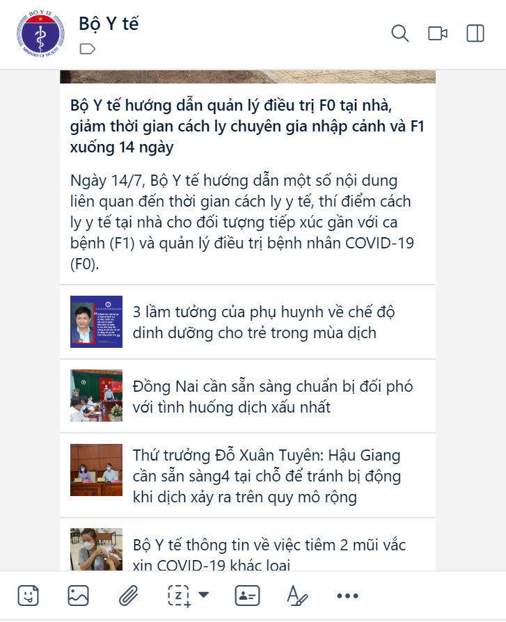 Bộ Y tế cập nhật thông tin mới nhất về tình hình dịch bệnh cho người dân. Ảnh: Chụp màn hình