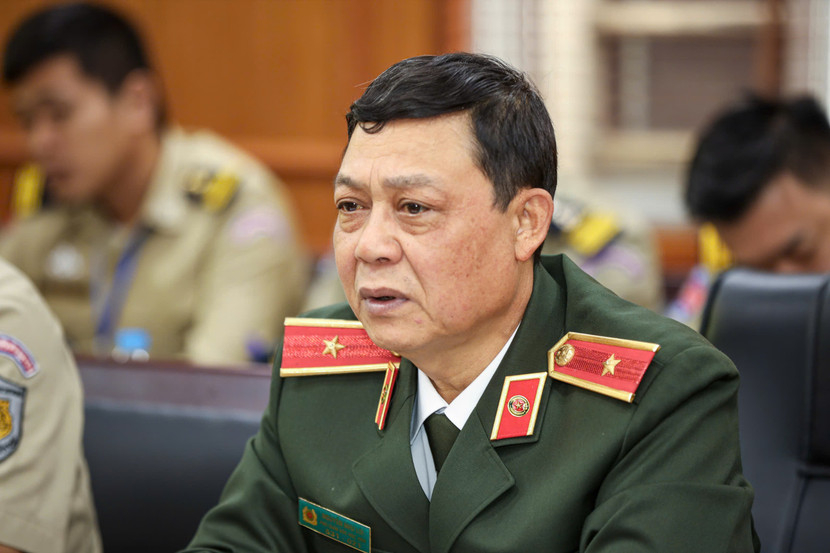 Thiếu tướng Nguyễn Như Lôi - Phó Bí thư Đảng ủy, Phó Giám đốc Học viện Chính trị CAND tại buổi làm việc.