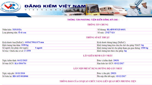 Tra cứu xe bị phạt nguội và từ chối kiểm định qua website của Cục Đăng kiểm ảnh 1