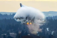 Khoảnh khắc tiêm kích F-15EX Mỹ 'khoác áo choàng' hơi nước trên bầu trời Portland