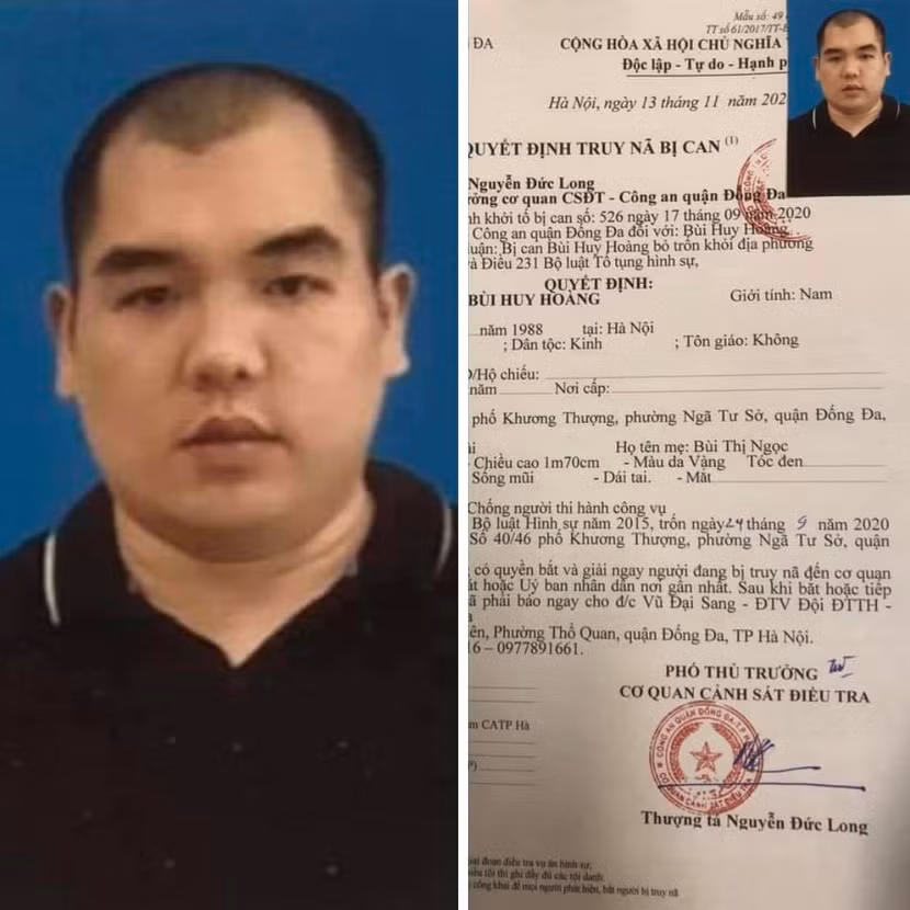Đối tượng Bùi Huy Hoàng bị truy nã