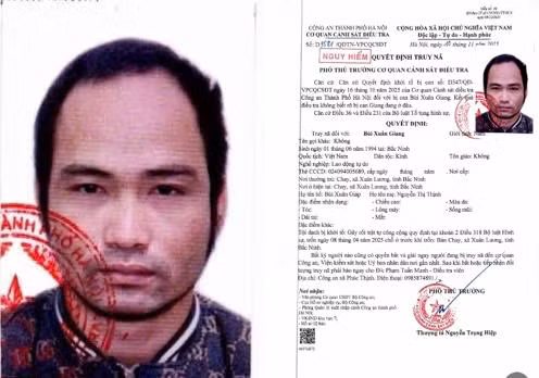 Quyết định truy nã Bùi Xuân Giang