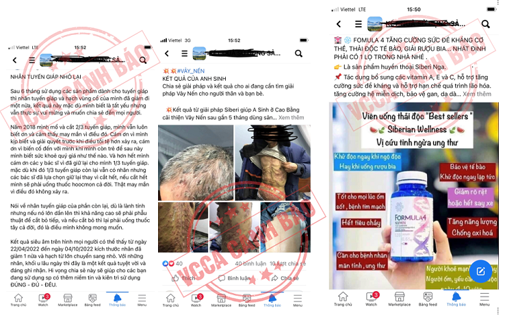 Một số tài khoản trên mạng xã hội đang thổi phồng công dụng sản phẩm do Công ty TNHH Siberian Health Quốc tế phân phối