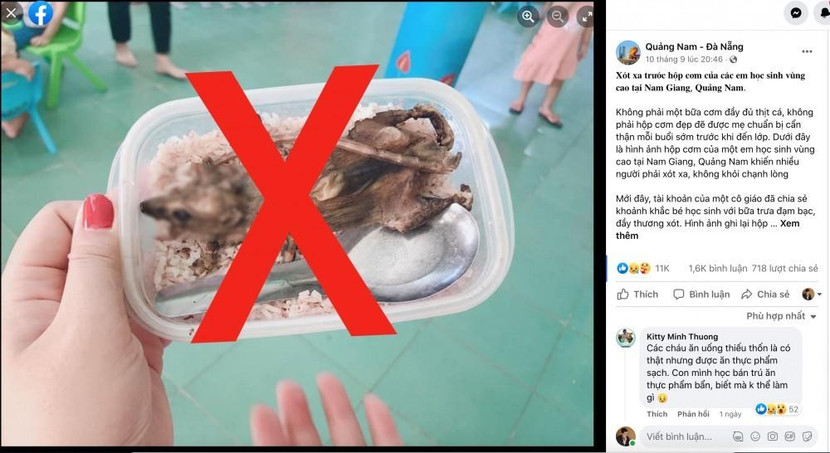 Thông tin về hộp cơm có thịt chuột của học sinh là sai sự thật