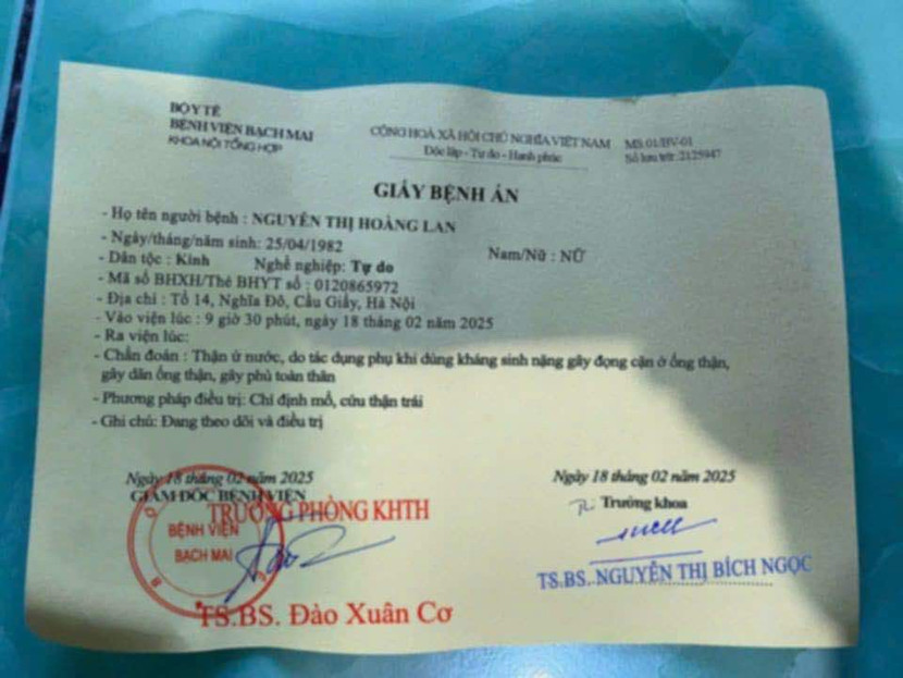 Giấy bệnh án giả được đăng tải trên mạng xã hội (Ảnh: BVCC) Giấy bệnh án giả được đăng tải trên mạng xã hội (Ảnh: BVCC)