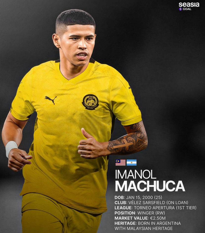 Trung vệ gốc Argentina - Imanol Machuca có giá trị chuyển nhượng 2,5 triệu euro, cao nhất trong đội hình tuyển Malaysia hiện tại