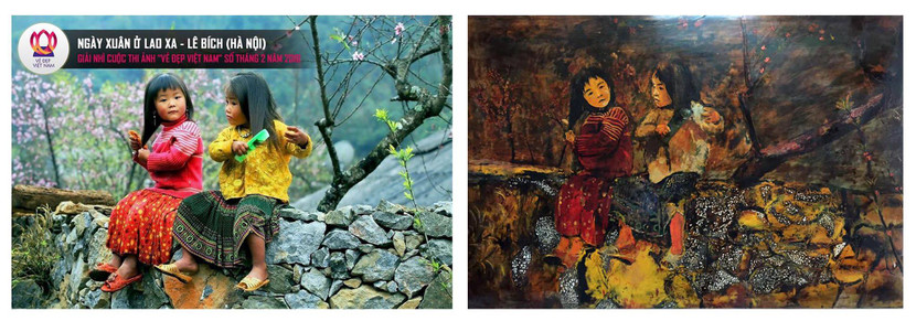 Ảnh của nhiếp ảnh gia Lê Bích bị sao chép mà không phép sang chất liệu sơn mài trong hội họa