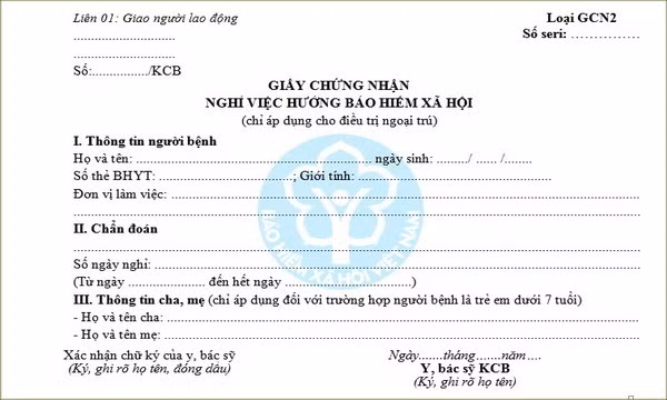 Mẫu giấy chứng nhận nghỉ việc hưởng BHXH (Ảnh minh họa)