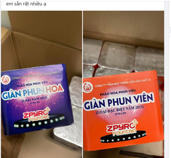 Pháo hoa được rao bán công khai trên mạng Pháo hoa được rao bán công khai trên mạng