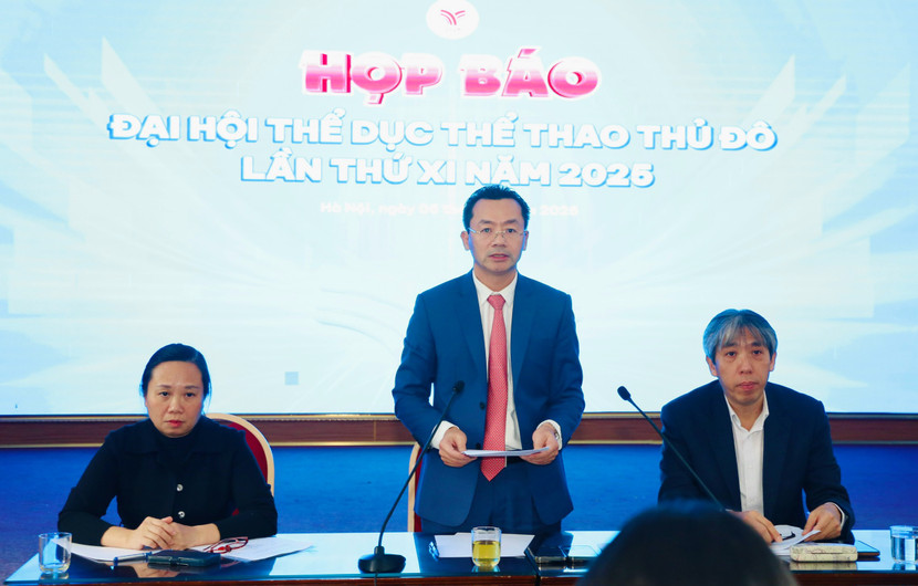 Phó Giám đốc Sở Văn hoá và Thể thao Hà Nội - Phạm Xuân Tài thông tin với báo chí về Đại hội