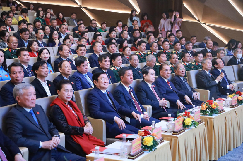 Các lãnh đạo, nguyên lãnh đạo Đảng, Nhà nước dự lễ kỷ niệm - Ảnh: BTC