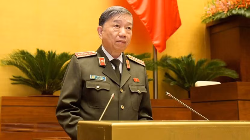 Bộ trưởng Bộ Công an Tô Lâm phát biểu tại Quốc hội