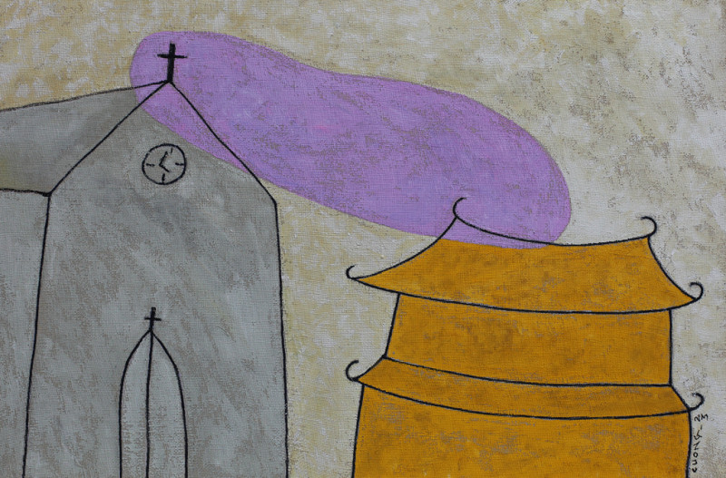 Tác phẩm "Giáng sinh an lành" của họa sĩ Lê Thiết Cương