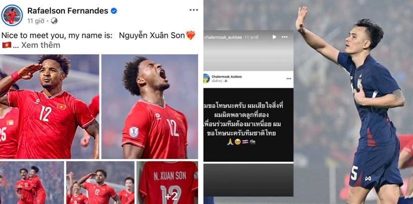 Chalermsak xin lỗi vì mắc sai lầm (ảnh phải), còn Xuân Son đáp trả sự khiêu khích trước đó: "Rất vui được gặp bạn. Tên tôi là Nguyễn Xuân Son"