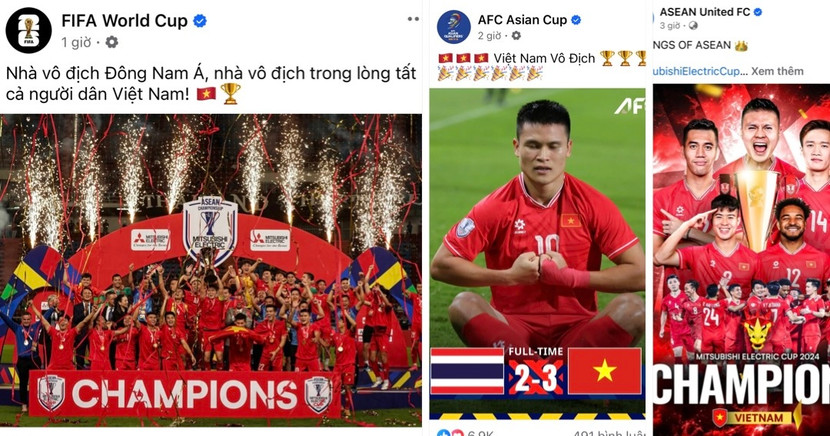 FIFA, AFC, AFF đồng loạt chúc mừng tuyển Việt Nam vô địch ASEAN Cup 2024