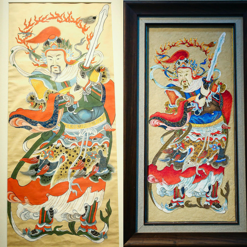 Bức tranh dân gian Hàng Trống với tên gọi Khuyến thiện được tái hiện lại bằng nghệ thuật họa kim sa Bức tranh dân gian Hàng Trống với tên gọi Khuyến thiện được tái hiện lại bằng nghệ thuật họa kim sa