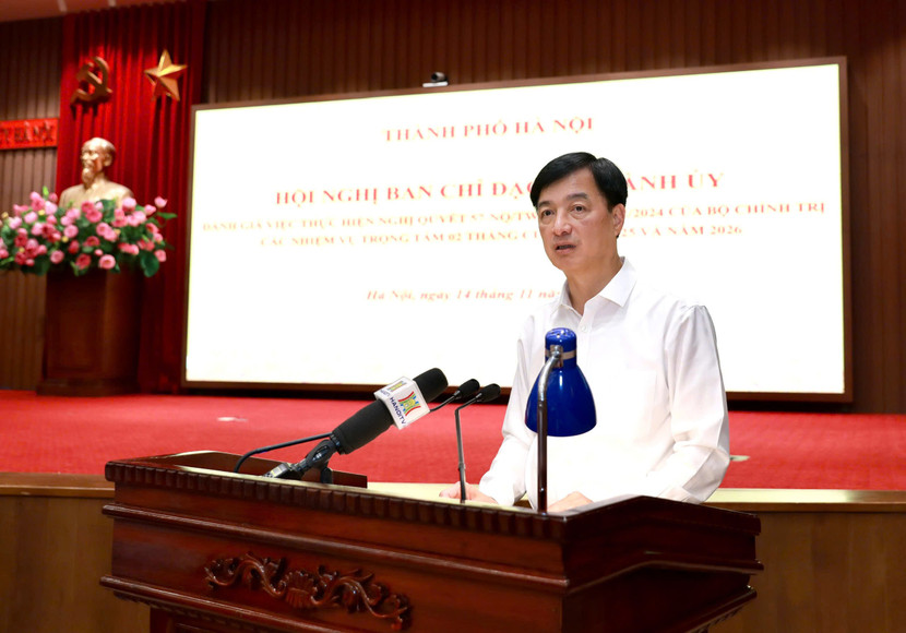 Bí thư Thành ủy Hà Nội Nguyễn Duy Ngọc phát biểu chỉ đạo