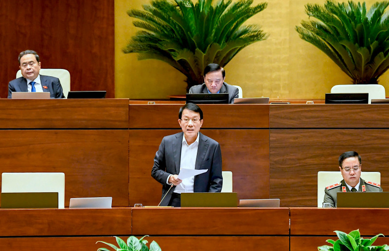 Bộ trưởng Bộ Công an Lương Tam Quang phát biểu giải trình tại phiên thảo luận Bộ trưởng Bộ Công an Lương Tam Quang phát biểu giải trình tại phiên thảo luận