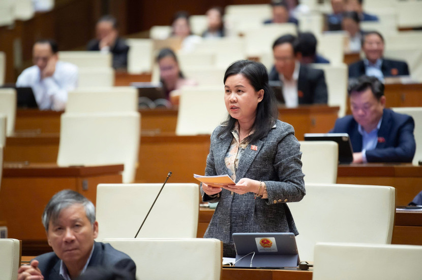 ĐBQH Nguyễn Phương Thủy (đoàn Hà Nội) phát biểu thảo luận