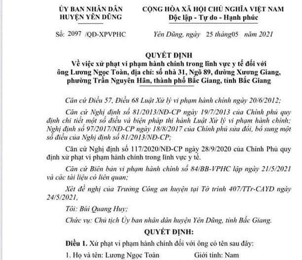 Xử phạt nặng các cá nhân vi phạm quy định về phòng, chống dịch Covid-19