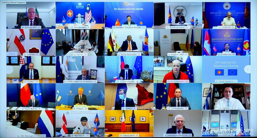 Các đại biểu dự Hội nghị Bộ trưởng Ngoại giao ASEAN-EU lần thứ 23 theo hình thức trực tuyến Các đại biểu dự Hội nghị Bộ trưởng Ngoại giao ASEAN-EU lần thứ 23 theo hình thức trực tuyến
