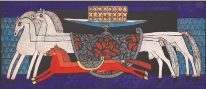 Tác phẩm “Tam mã” của Vũ Đình Tuấn được đấu giá thành công tại chương trình "“Vượt qua đại dịch Covid-19” do Indochine Art và Báo An ninh Thủ đô đồng tổ chức