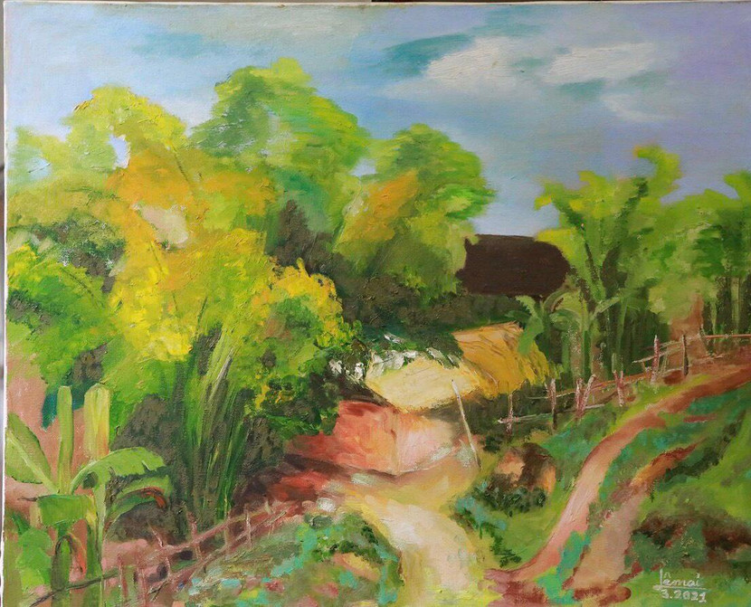 Hoạ sĩ Nguyễn Lệ Mai, tác phẩm "Nắng quê", 60x80, sơn dầu, 2021