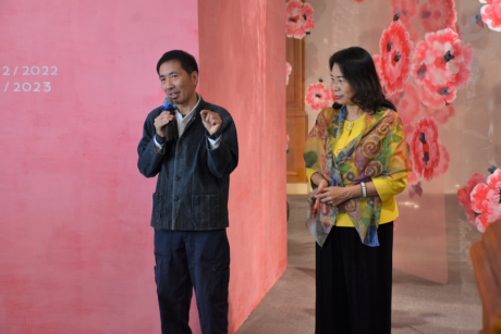 Họa sĩ Trần Trọng Vũ chia sẻ tại lễ khai mạc triển lãm