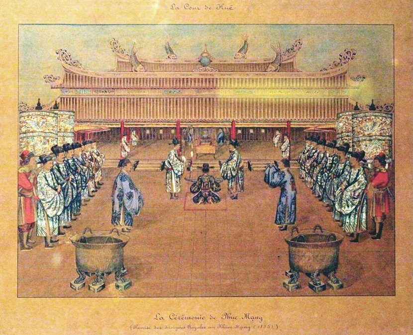 Lễ phục mạng (báo công) trước điện Cần Chánh