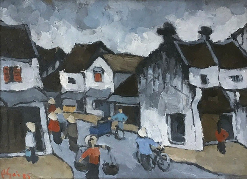 "Phố Hàng Giấy", 1985, Bùi Xuân Phái