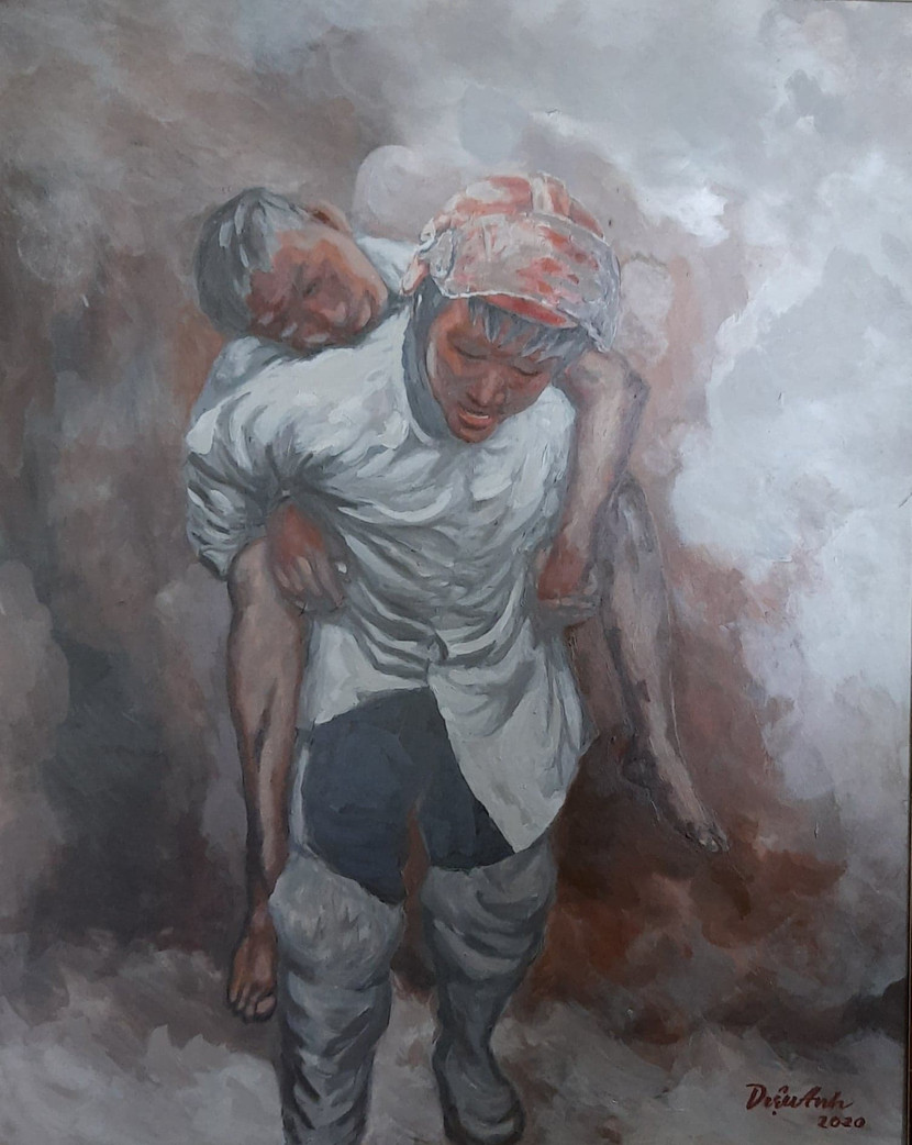 Tác phẩm "Vì dân" của tác giả Đào Diệu Anh đoạt giải Nhất cuộc thi sáng tác tranh hội họa về gương "Người tốt, việc tốt" trong CAND Tác phẩm "Vì dân" của tác giả Đào Diệu Anh đoạt giải Nhất cuộc thi sáng tác tranh hội họa về gương "Người tốt, việc tốt" trong CAND