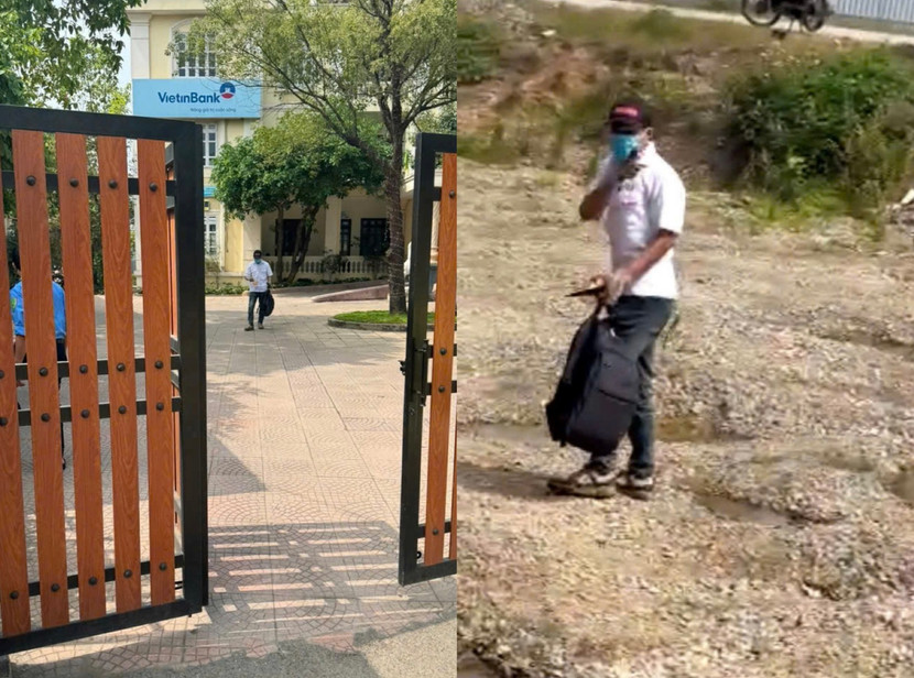 Hình ảnh Vũ Văn Lịch rời khỏi ngân hàng sau khi cướp tài sản Hình ảnh Vũ Văn Lịch rời khỏi ngân hàng sau khi cướp tài sản