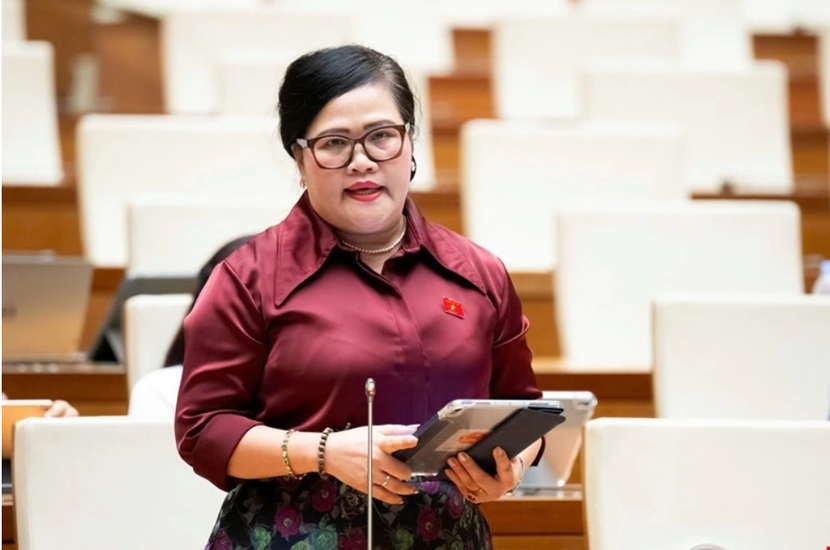 Đại biểu Nguyễn Thị Sửu (đoàn TP Huế) phát biểu