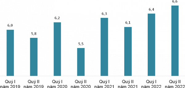 Thu nhập bình quân tháng của lao động quý I, II, giai đoạn 2019-2022