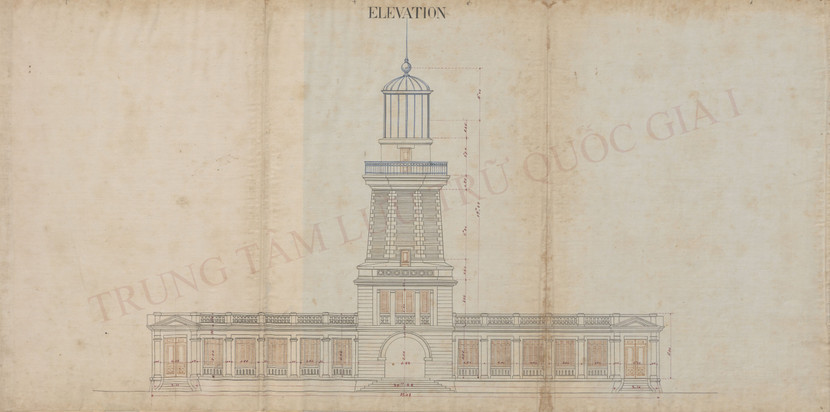 Bản vẽ mặt đứng hải đăng Hòn Dấu