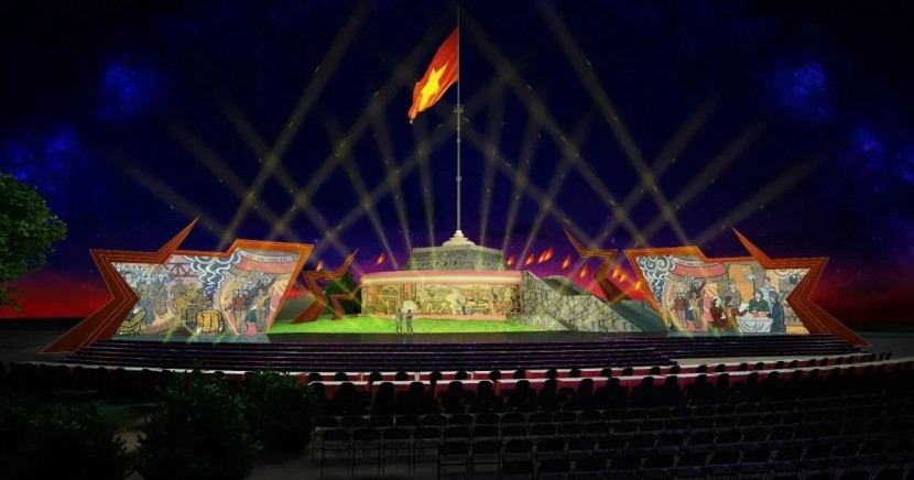 Phía Bắc Cột cờ Hiền Lương là một điểm của cầu truyền hình.