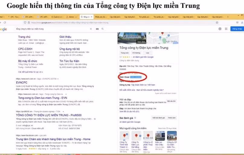 mhông tin về việc mạo danh hotline chăm sóc khách hàng của ngành điện