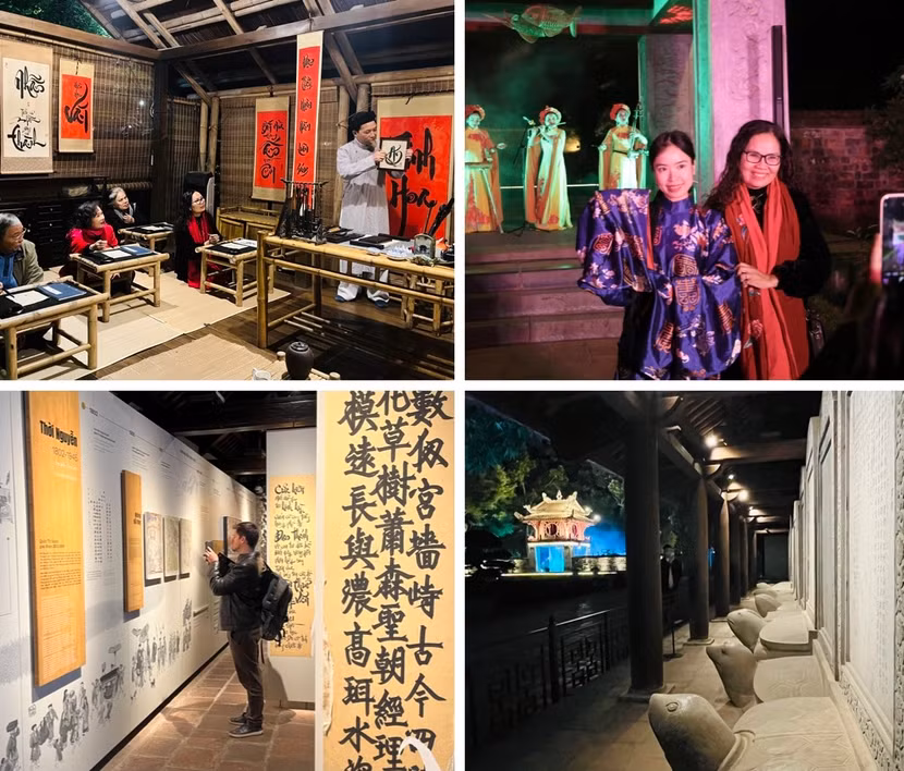 Nhiều hoạt động phong phú giúp quý khách có trải nghiệm lý thú trong tour Đêm Văn Miếu - Quốc Tử Giám