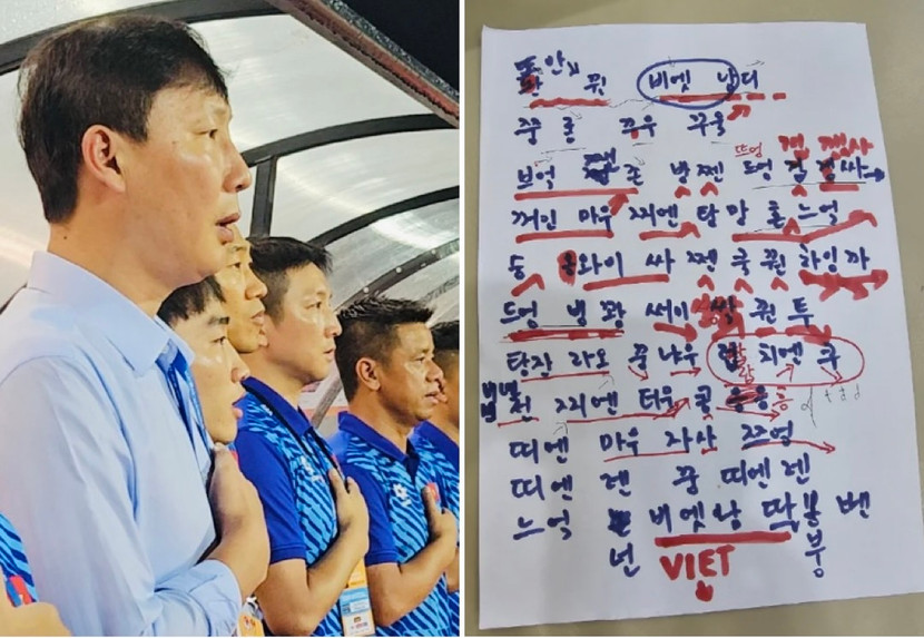 HLV Kim Sang-sik ghi chép, tự học để hát thuần thục quốc ca Việt Nam