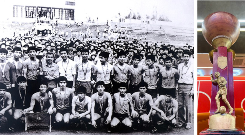 Chiếc cúp (ảnh phải) cùng tập thể đội bóng đá Công an Hà Nội vô địch toàn quốc năm 1984 - chức vô địch quốc gia đầu tiên và duy nhất cho tới lúc này của bóng đá ngành Công an