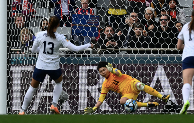 Tiền đạo số 1 Mỹ - Alex Morgan không thắng được Kim Thanh trên chấm 11m Tiền đạo số 1 Mỹ - Alex Morgan không thắng được Kim Thanh trên chấm 11m