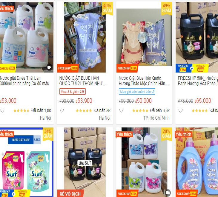 Nước giặt "rẻ vô địch" tràn lan "chợ mạng"