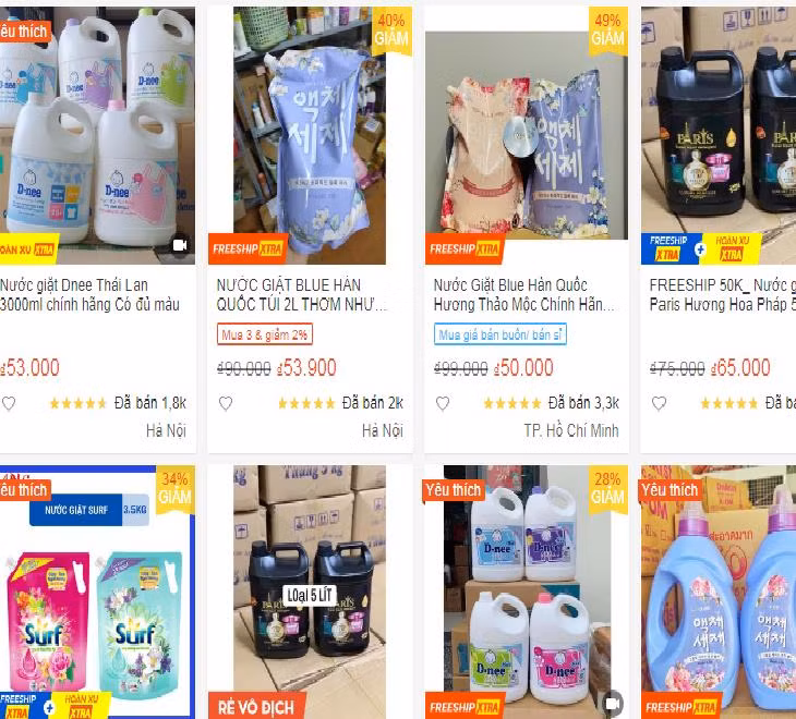 Nước giặt "rẻ vô địch" tràn lan "chợ mạng"